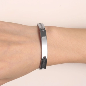 Polished stainless steel branch-shaped bracelet for women with minimalist industrial design