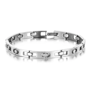Women Minimalist Stainless Steel Geometric Link Bracelet Fresh Polished Industrial Style Jewelry Everyday Fashion Hand Chain