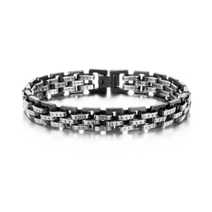 Men's Titanium Steel Bracelet Vintage X Pattern Watch Strap Design Hand Chain Jewelry For Daily Party Silver Black