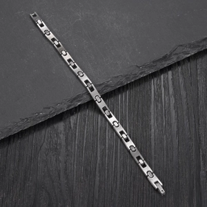Polished stainless steel link bracelet for women with secure fold-over clasp closure