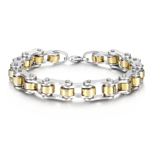 Men Trendy Stainless Steel Bicycle Chain Bracelet Punk Industrial Style Mechanical Motorcycle Link Bracelet Jewelry Gift