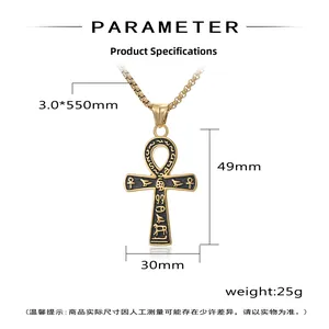 Détails du collier croix Ankh égyptienne avec spécifications de taille pour hommes