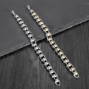 Industrial stainless steel bike chain bracelet for men with lobster clasp design