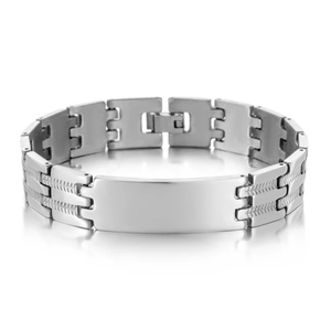 Bracciale da Uomo in Acciaio Inossidabile con Piastra ID Stile Industriale Cinturino Orologio Lucido Gioielli di Moda