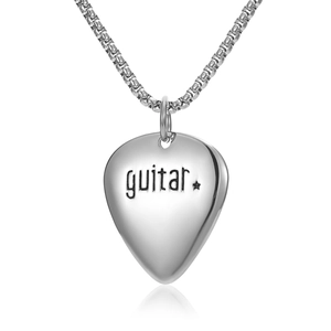Collana con Ciondolo a Plettro per Chitarra in Acciaio al Titanio Hip Hop per Uomo Donna Stella Incisa Gioielli Musica