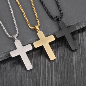 Collane con pendente a croce minimaliste in acciaio inossidabile, argento, oro e nero