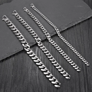 Bracelets gourmette pour hommes en acier titane brossé avec quatre largeurs différentes