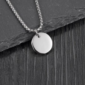 Minimalist silver sun smiley face round pendant necklace with square link chain for punk style