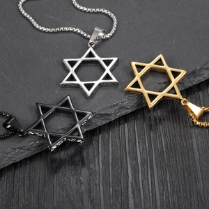 Ensemble de colliers pendentif étoile de David pour hommes en argent, or et noir mat ajouré