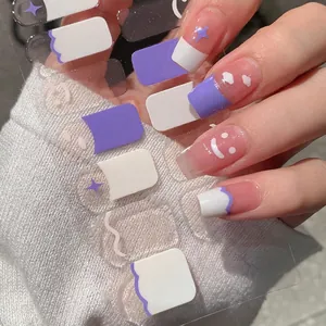 Autocollants à Ongles Sourire Français Cœur Doux Minimaliste Nuages Étoiles Motif Auto-Adhésif Décalcomanies d'Art d'Ongles Pour Femmes Quotidien DIY Décoration