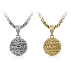 Collar con Colgante de Pelota de Tenis y Baloncesto de Acero Inoxidable Deportivo para Hombre Mujer Joyería de Moda