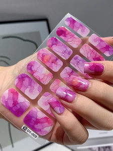 Detailed pink purple marble ink texture self-adhesive nail art stickers DY-009