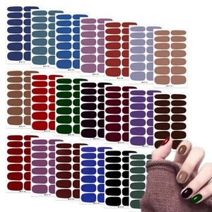 Solid Color Waterproof Nail Art Stickers Full Cover Polish Adhesive Strips For Women DIY Manicure Decorative Tips