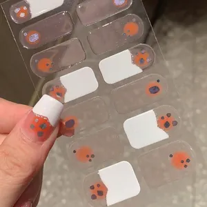 Sweet French blush white nail wraps with purple polka dots for DIY nail art