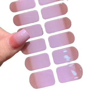 Glossy light purple gradient French press-on nail kit with natural water-shine finish