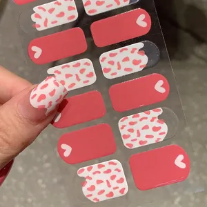 Pink heart and cow print nail art stickers set for DIY sweet manicures