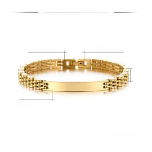 Detailed 6mm 18K gold plated stainless steel ID bracelet dimensions and weight specifications