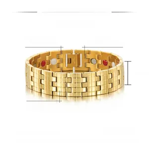 Dessin technique des paramètres du bracelet de santé en acier inoxydable doré de 16mm
