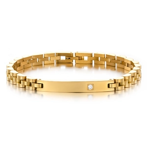 Bracelet d'Identité Minimaliste en Acier Inoxydable avec Strass pour Hommes Femmes Chaîne de Montre Bijoux Mode