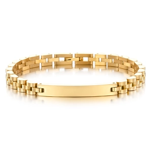 Unisex 6mm Stainless Steel Smooth ID Bar Watchband Chain Bracelet Fashion Polished Wristband Jewelry Gold Silver Black