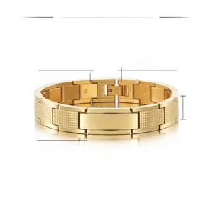 Details von Herren 12mm vergoldetem Edelstahlarmband mit polierter Oberfläche