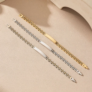 6mm stainless steel five-link watch style bracelets in gold, silver, and dual-tone finishes