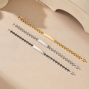 6mm stainless steel watch strap style bracelets in gold, silver, and black finishes