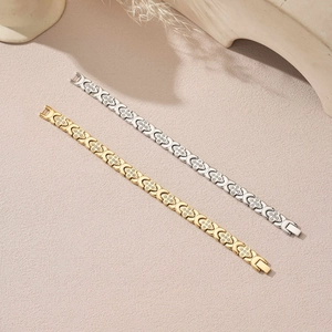 Bracelets trèfle luxe en acier inoxydable sertis de diamants en or et argent