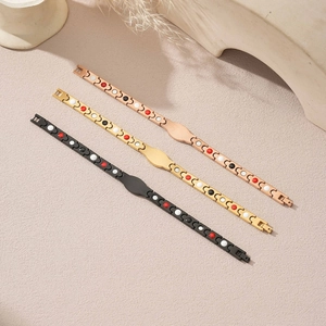 Luxury magnetic therapy bracelets in rose gold, gold and black with inlaid crystals