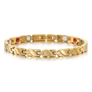 Elegante Vergulde Roestvrijstalen Magnetische Armband Voor Dames Wave Link Magneettherapie Sieraden Mode Handketting Cadeau