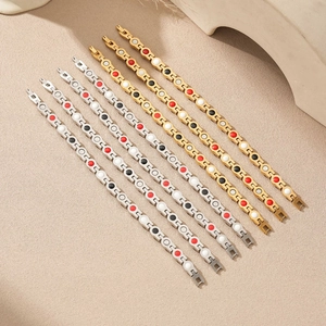 Bracelets gourmettes chics en acier inoxydable or et argent avec zircons colorés