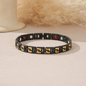 Fashionable black and gold magnetic therapy stainless steel bracelet for health