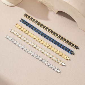 Men's stainless steel magnetic bracelets in five metallic colors with fold-over clasps