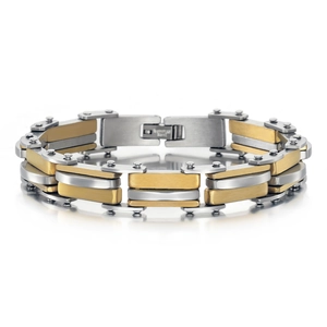 Bracelet Homme en Acier Inoxydable Industriel Style Mécanique Brossé Or Argent Noir Plaqué Bijoux de Mode Robuste