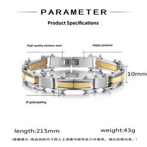 Détails macro du bracelet en acier inoxydable de 10mm pour hommes avec accents de rivets