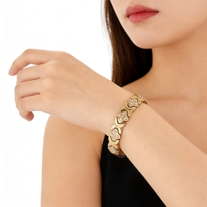 Bracelet trèfle doré de luxe serti de diamants pour hommes et femmes élégants