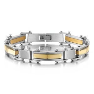 Bracelet Industriel en Acier Inoxydable pour Homme Géométrique Couleur Contrastée Chaîne de Main Biker Bijoux Cadeau pour Homme Accessoire