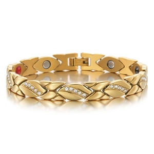 Edelstahl Magnetische Therapie Armband Für Damen Herren Vergoldet Strass Schleife Gesundheit Armband Mode Schmuck Geschenk