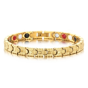 Stainless Steel Magnetic Therapy Health Bracelet For Women Real Gold Plated Fresh Elegant Energy Jewelry H-link Chain Wristband
