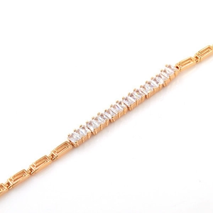18K gold plated bracelet with rectangular zircons and Greek meander pattern