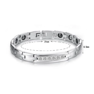Dettaglio del bracciale magnetico in acciaio titanio con lunghezza 21cm e larghezza 8,5mm