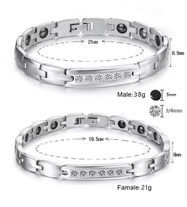 Specifiche dettagliate delle dimensioni dei bracciali magnetici con zirconi