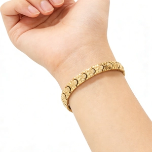 Gold plated stainless steel magnetic health bracelet in sleek watch band link style