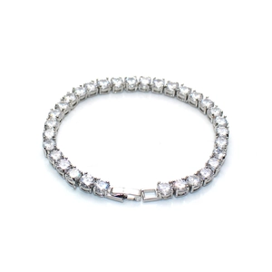 Bracelet tennis plaqué or 24K de 5mm avec oxydes de zirconium AAA en finition argent