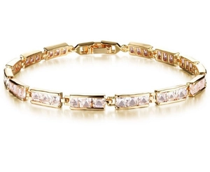 Bracelet Chaîne à Segments en Zircone Carrée Plaqué Or 18K pour Femmes Zircon Clair Coloré Incrusté Bijoux Géométriques Élégants pour Mariage Fête Cadeau