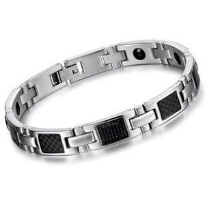 Magnettherapie Kohlefaser Titanstahl Armband Für Damen Herren Mode Geometrische Glieder Gesundheit Schmuck Armreif