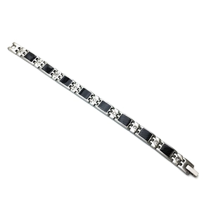 Bracelet pour homme en titane avec maillons en fibre de carbone et pierres zircon
