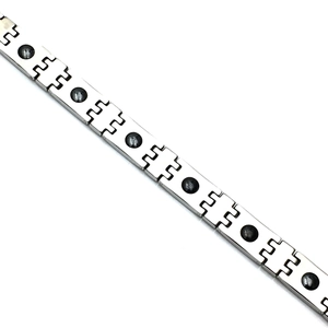 Bracelet magnétique en acier inoxydable pour homme avec maillons polis argentés