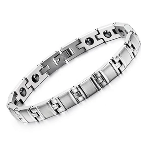 Titanium Steel Magnetic Health Bracelet For Women Men Polished Silver Link Chain Energy Stones Metal Jewelry Gift