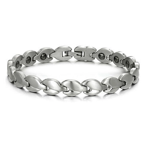 Women Korean Fashion Magnetic Health Titanium Steel Bracelet Polished Brushed Silver Color Link Chain Bracelet Jewelry